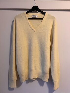 Vintage Christian Dior Yellow V-Neck Sweater